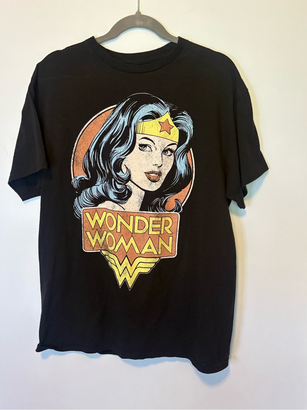 DC Wonder Woman Graphic Tee - Black with Yellow & Orange Accents